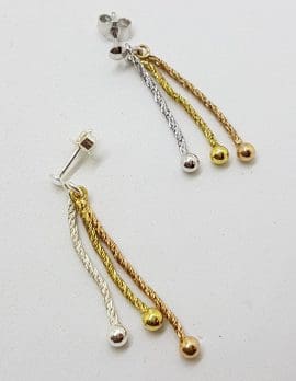 Sterling Silver and Gold Plated Drop Earrings