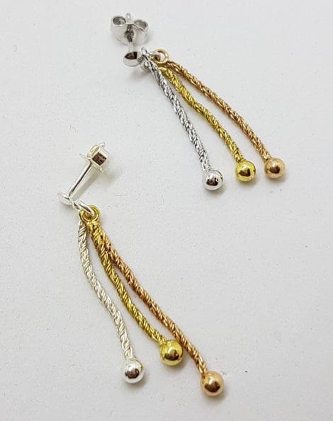 Sterling Silver and Gold Plated Drop Earrings
