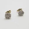 10ct Yellow Gold Daisy Shape Cluster Diamond Stud Earrings - Studs
