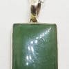 Sterling Silver Rectangular Jade Pendant on Silver Chain
