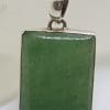 Sterling Silver Rectangular Jade Pendant on Silver Chain