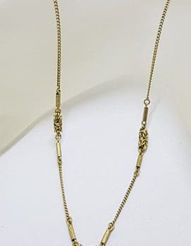 9ct Yellow Gold Necklace with Ornate Twist Link - Antique / Vintage