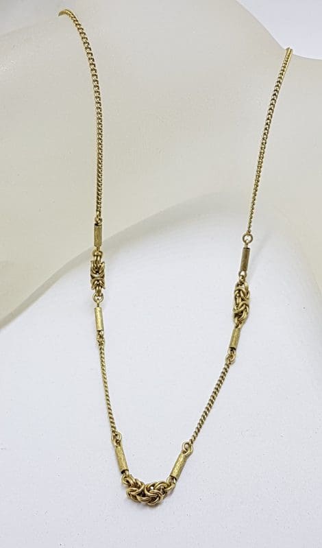 9ct Yellow Gold Necklace with Ornate Twist Link - Antique / Vintage