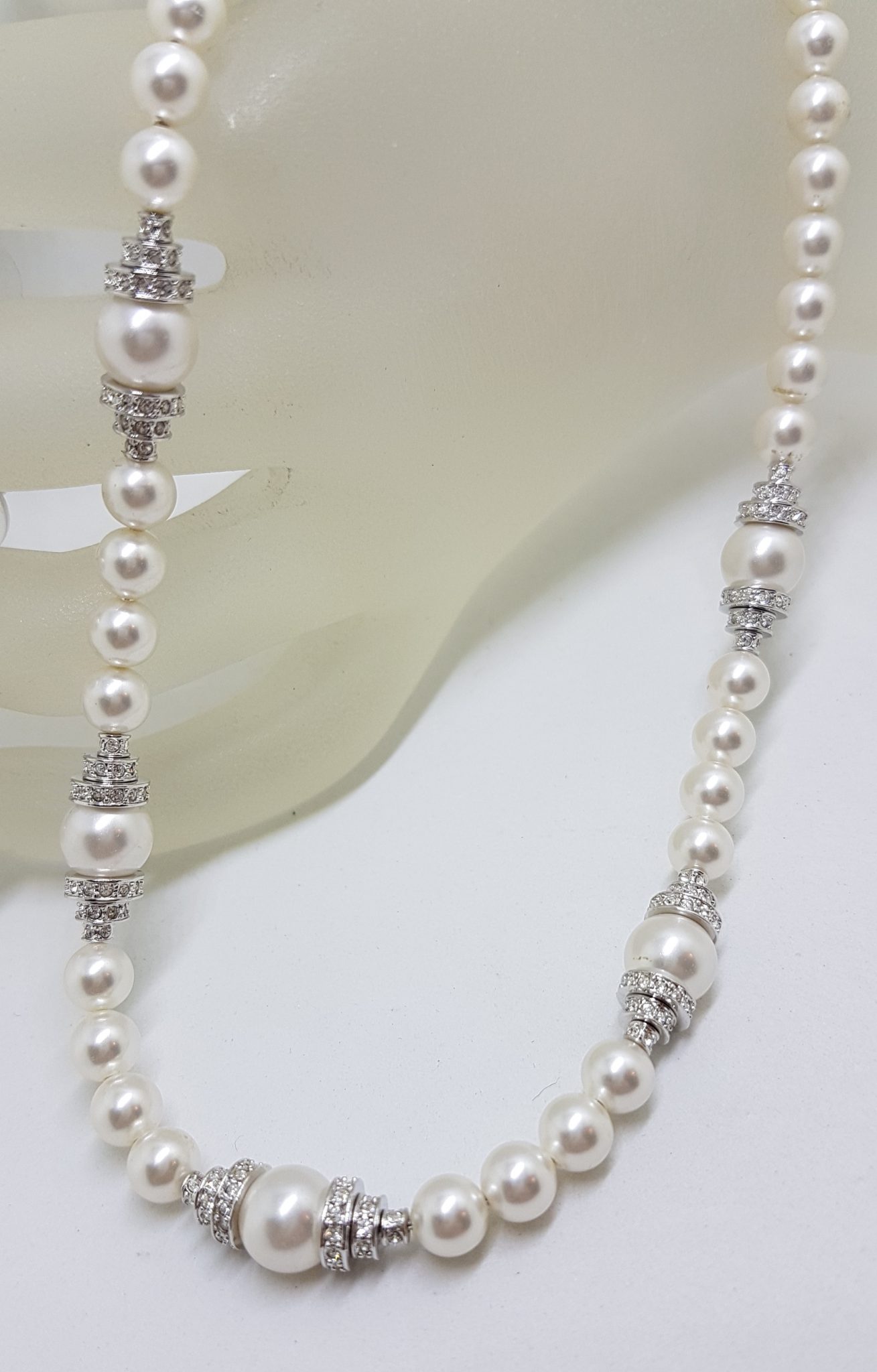 20200825_204542 Silver Plated Swarovski Crystal with Faux Pearl Necklace and Earring Set