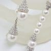 Silver Plated Swarovski Crystal with Faux Pearl Necklace and Earring Set