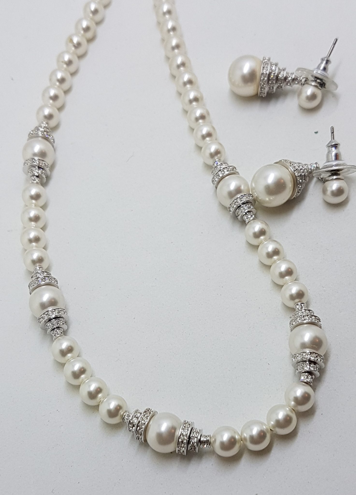 20200825_204619 Silver Plated Swarovski Crystal with Faux Pearl Necklace and Earring Set