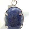 Sterling Silver Large Oval Lapis Lazuli and Garnet Pendant Pendant on Silver Choker Chain / Necklace