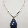 Sterling Silver Large Teardrop / Pear Shape Lapis Lazuli Claw Set Pendant Pendant on Silver Choker Chain / Necklace