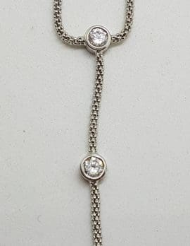 Sterling Silver Pearl and Cubic Zirconia Drop Chain / Necklace
