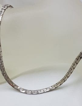 Sterling Silver Flat Link Collier Chain / Necklace