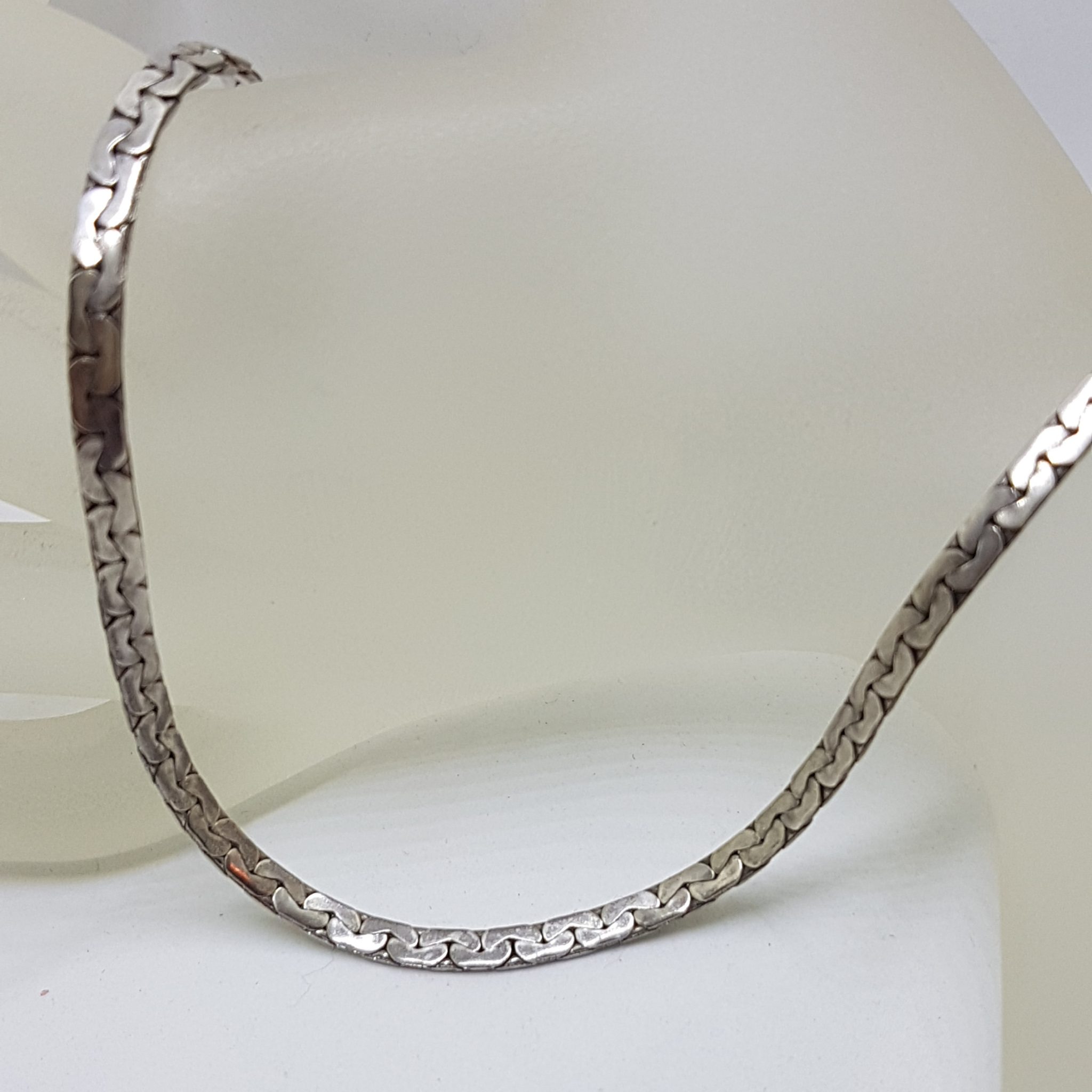 Sterling Silver Flat Link Collier Chain / Necklace