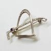 Sterling Silver Horse / Equestrian Stirrup & Riding Crop Whip Brooch with Cubic Zirconia