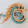 Vintage Costume Jewellery Large Plated Blue Dragon Brooch - Boucher France