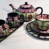 Moorcroft Violets Design Teaset - 6 x Cups/Saucers/Plates, 1 x Teapot, Milk Jug, Sugar Bowl and Tray