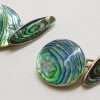 Sterling Silver Vintage Round and Oval Paua Shell Cufflinks