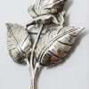 Sterling Silver Vintage Large Rose Flower Brooch