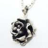 Sterling Silver Vintage Rose Flower Pendant on Silver Chain