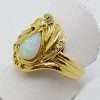 18ct Yellow Gold Teardrop / Pear Shape Opal with Diamonds Unique Design Ring