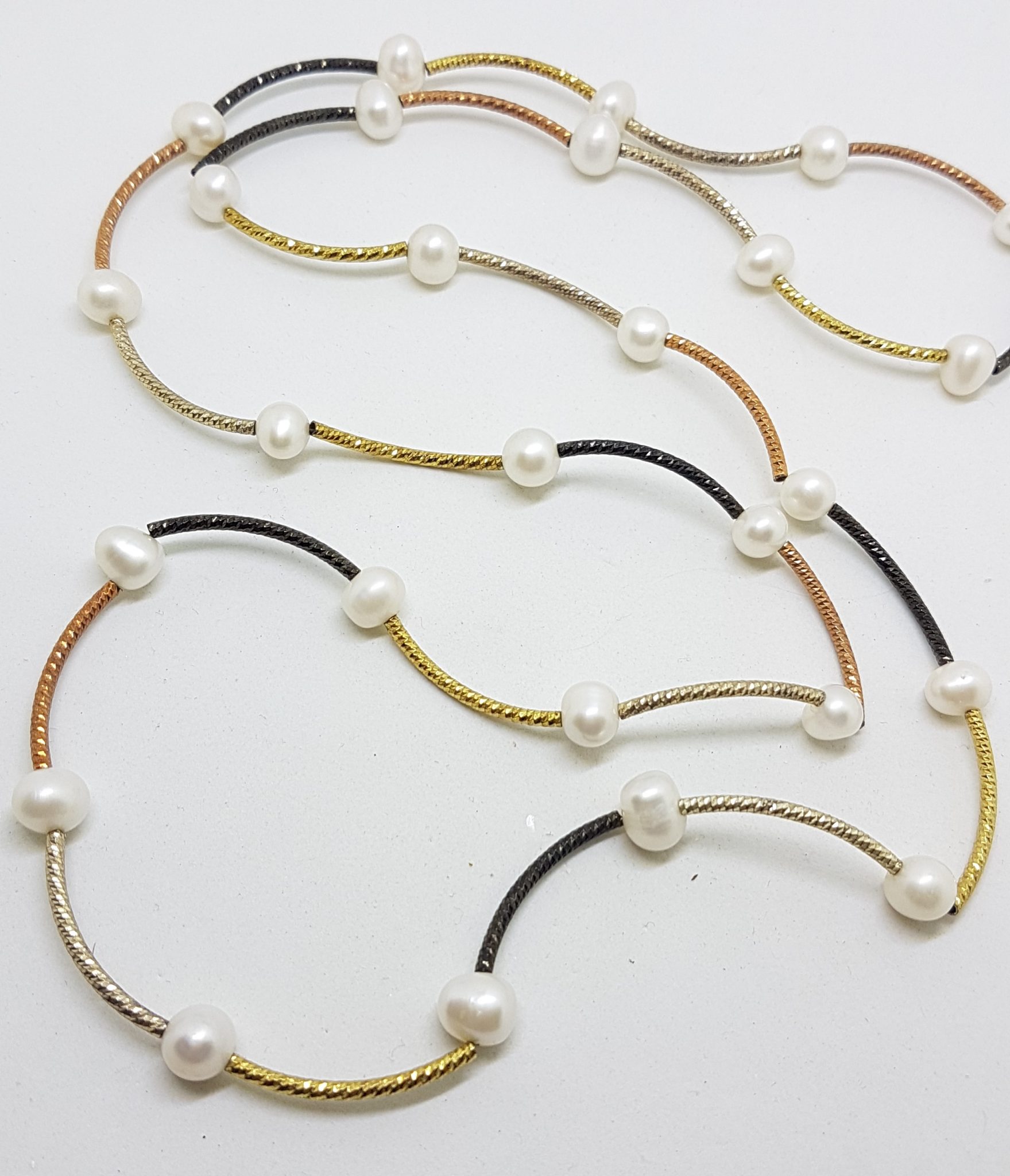 Sterling Silver Gold Plated Pearl Necklace