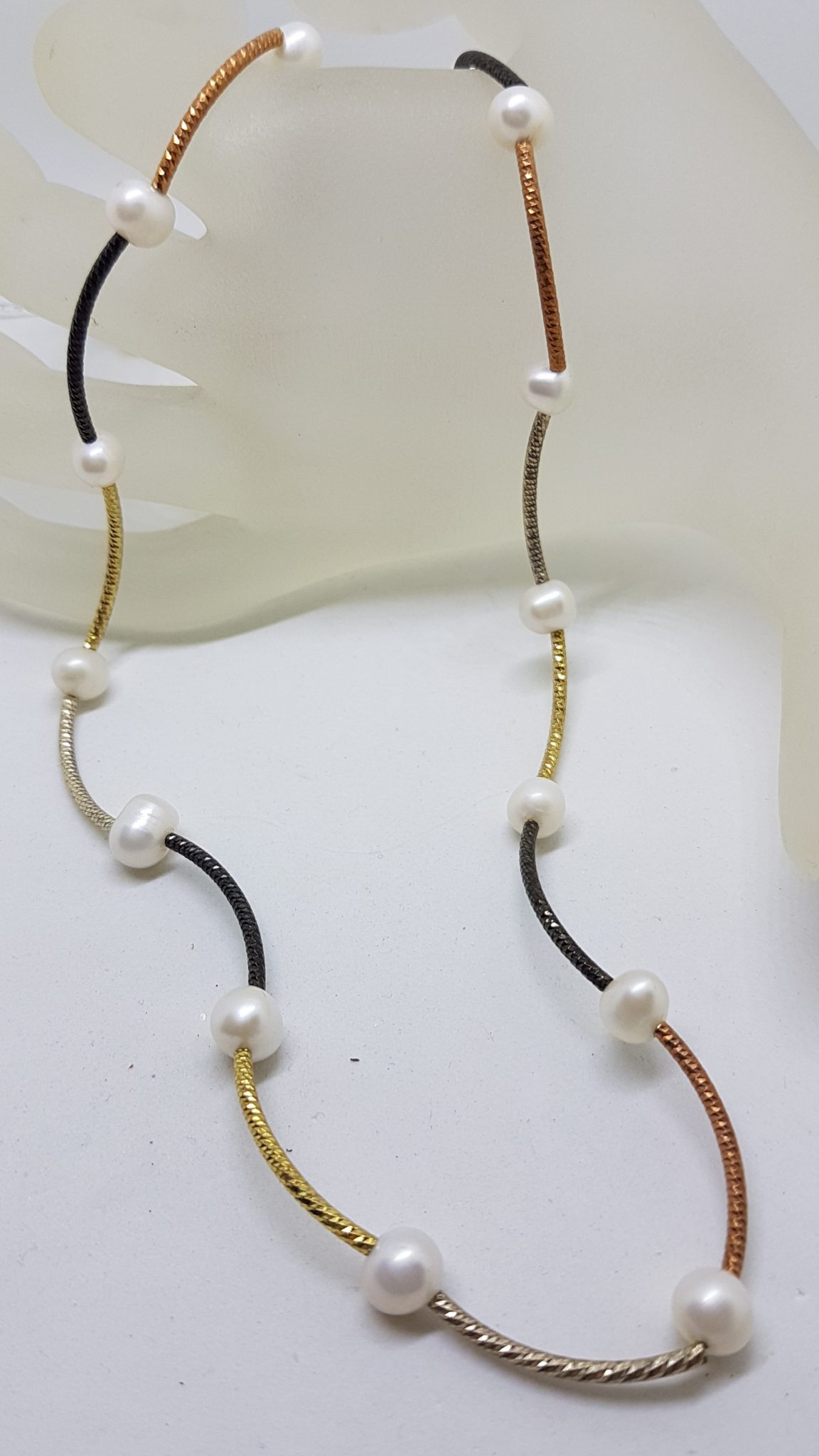 Sterling Silver Gold Plated Pearl Necklace