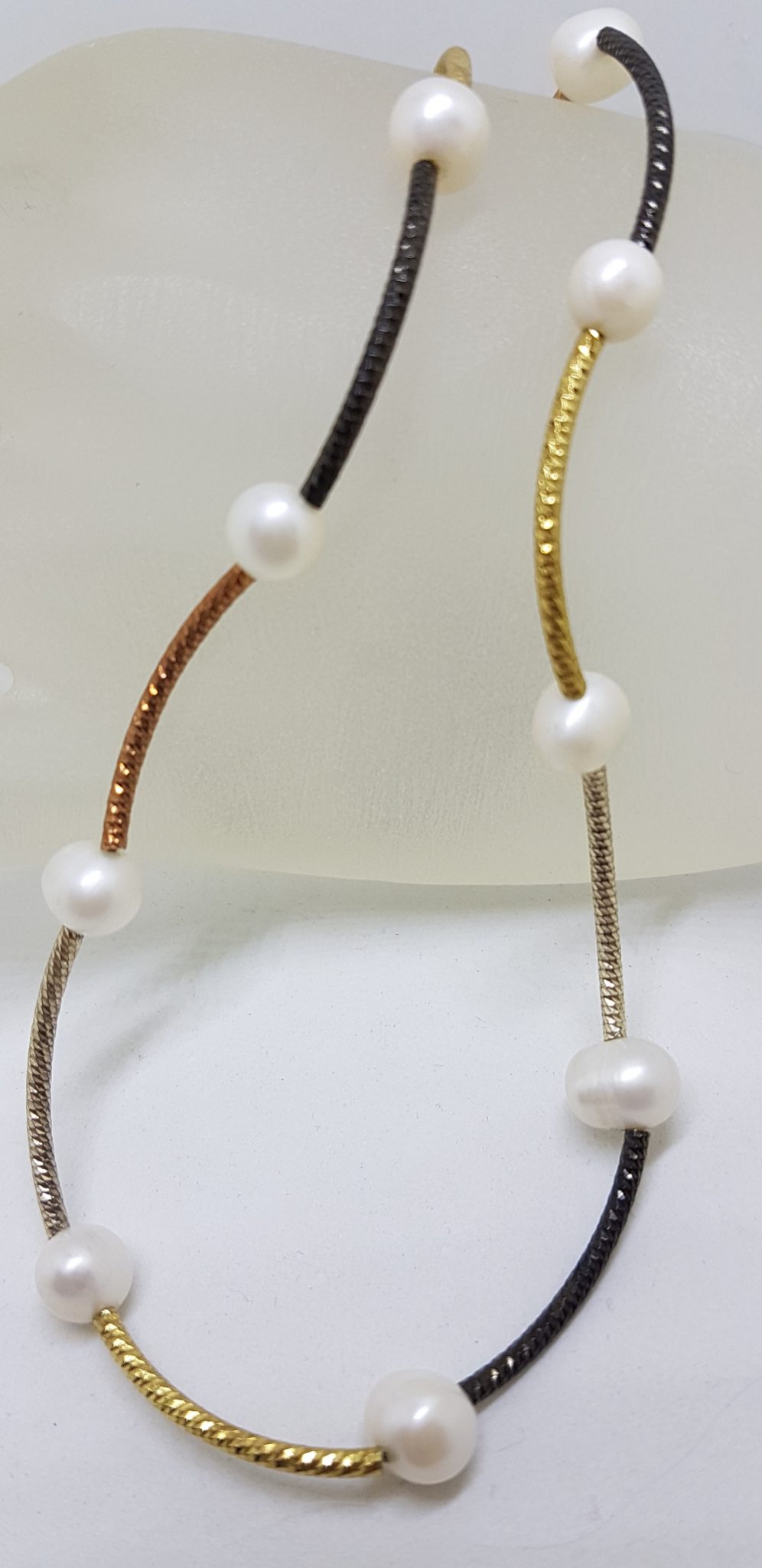 Sterling Silver Gold Plated Pearl Necklace