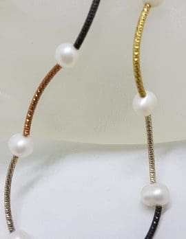 Sterling Silver Gold Plated Pearl Necklace