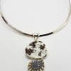 Sterling Silver Large Ammonite, Smokey Quartz and Astrophyllite Pendant on Silver Choker Chain / Necklace