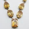 Sterling Silver 9 Stone Large Cognac Citrine Drop Necklace / Chain