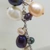 Sterling Silver Multi-Colour Pearl Drops Necklace