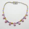 Sterling Silver Pink, Purple and Yellow Cubic Zirconia Collier Necklace / Chain