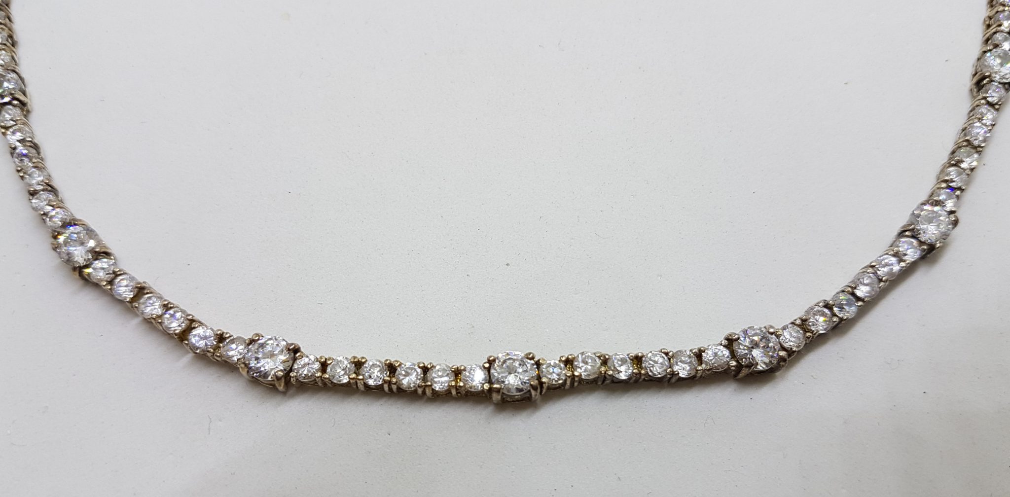 20200802_111309 Sterling Silver Cubic Zirconia Collier Necklace / Chain