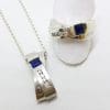 Sterling Silver Blue and Clear Cubic Zirconia Pendant on Chain with Ring and Earrings Set