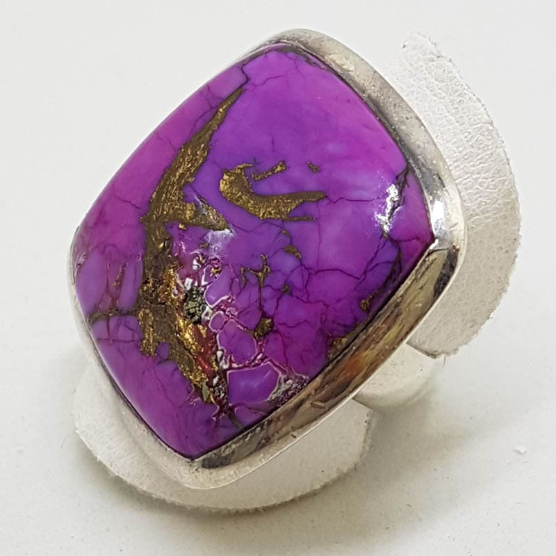 20200802_113255 Sterling Silver Large Square Purple Mohave Turquoise Ring
