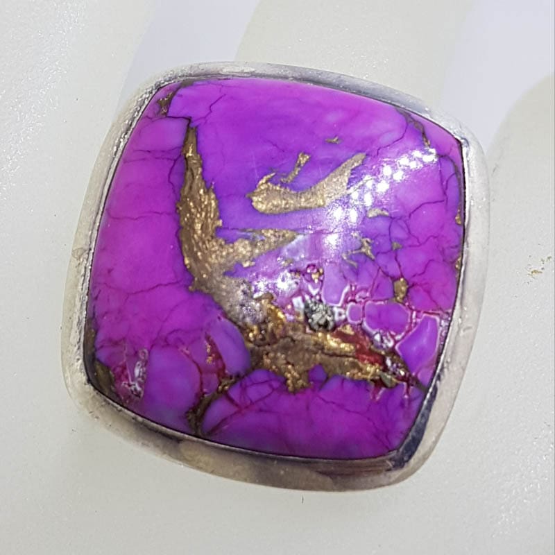 20200802_113314 Sterling Silver Large Square Purple Mohave Turquoise Ring