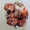 Sterling Silver Very Large and Unusual Coral and Pearl Cluster Ring
