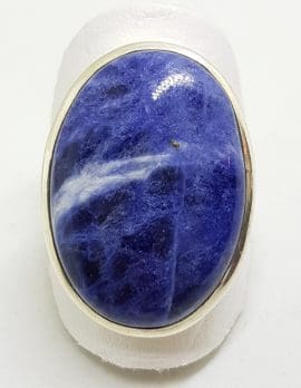 Sterling Silver Large Oval Blue Sodalite Ring