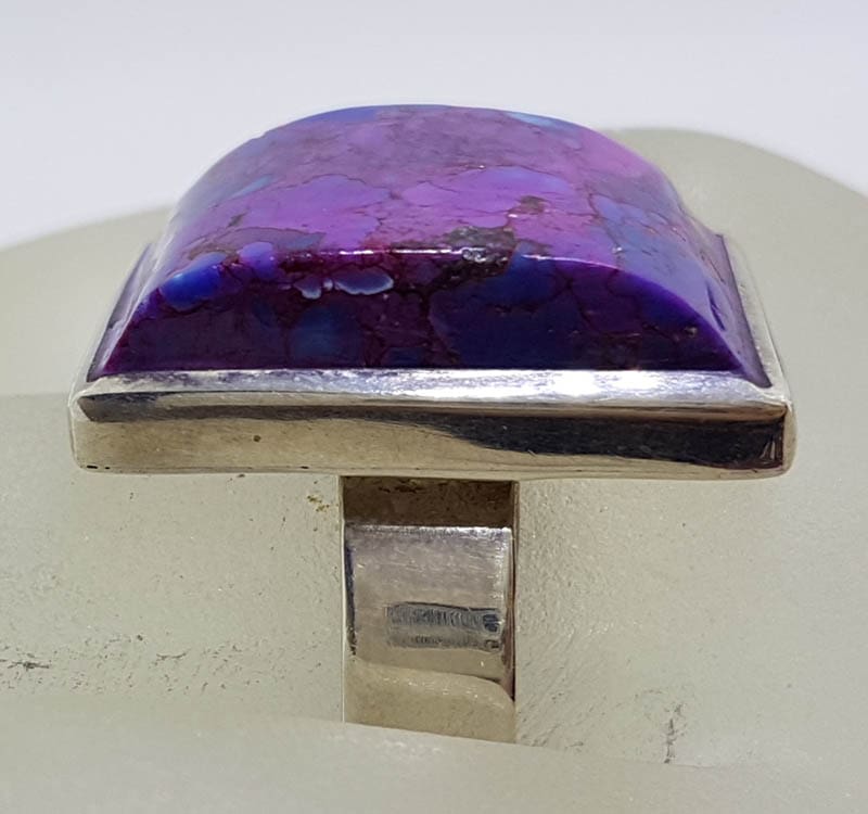 20200802_113957 Sterling Silver Large Rectangular Purple Mohave Turquoise Ring