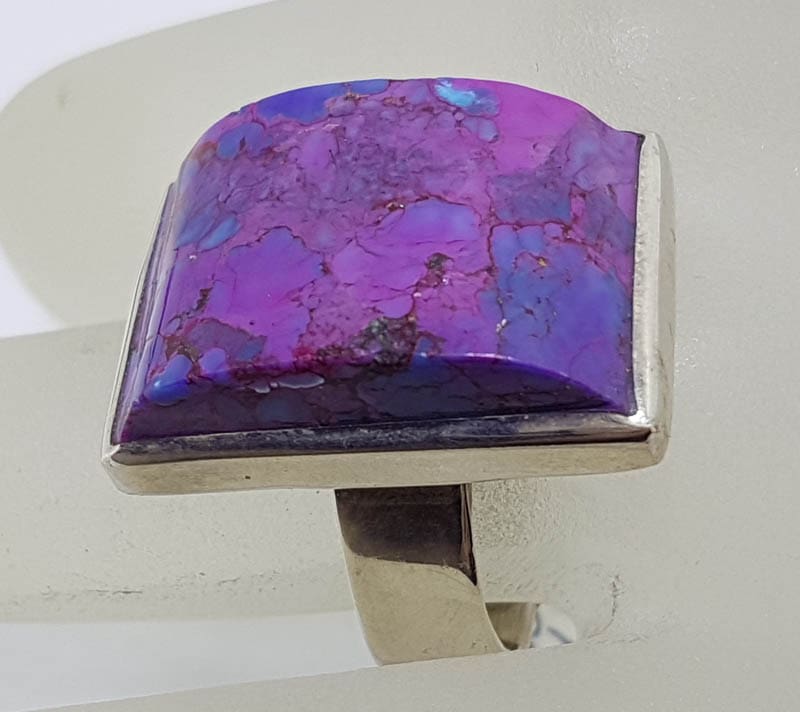 20200802_114022 Sterling Silver Large Rectangular Purple Mohave Turquoise Ring