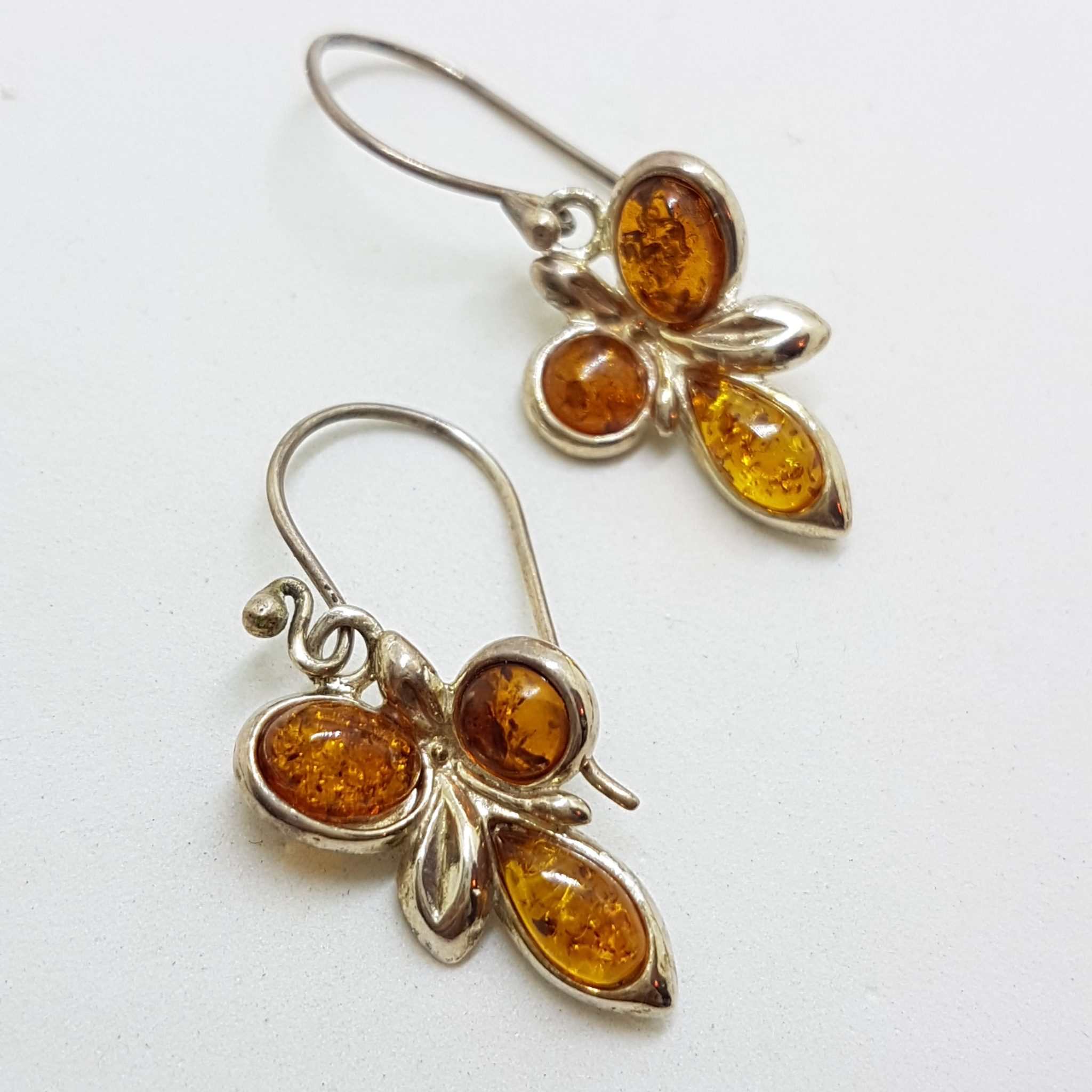 20200814_120045 Sterling Silver Natural Baltic Amber Cluster Drop Earrings