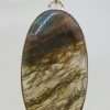 Sterling Silver Large Oval Moss Agate Pendant on Silver Chain