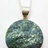 Sterling Silver Large Round Fuchsite Pendant on Silver Chain