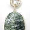 Sterling Silver Large Oval Seraphinite with Moonstone Pendant on Silver Chain