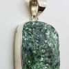 Sterling Silver Large Rectangular Fuchsite Pendant on Silver Chain