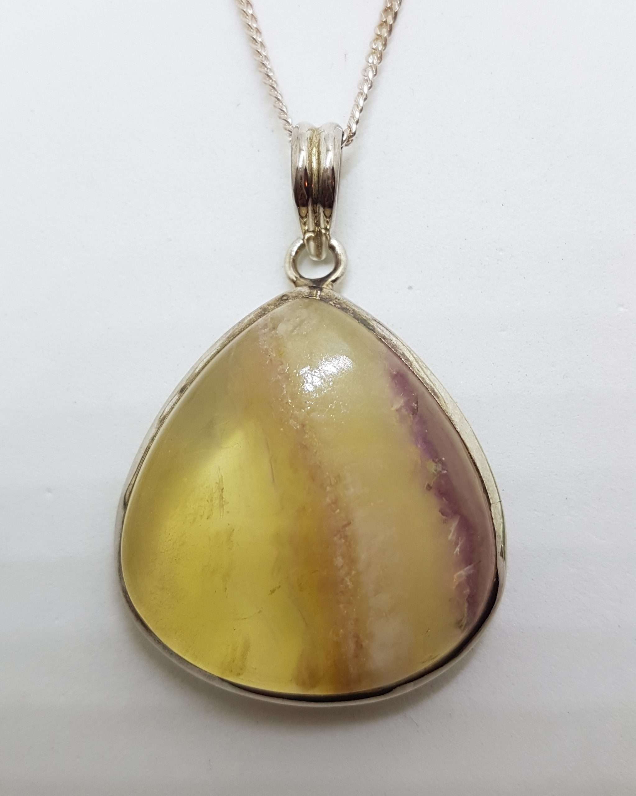 Sterling Silver Large Gemstone Pendant on Silver Chain