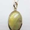 Sterling Silver Large Oval Gemstone Pendant on Silver Chain