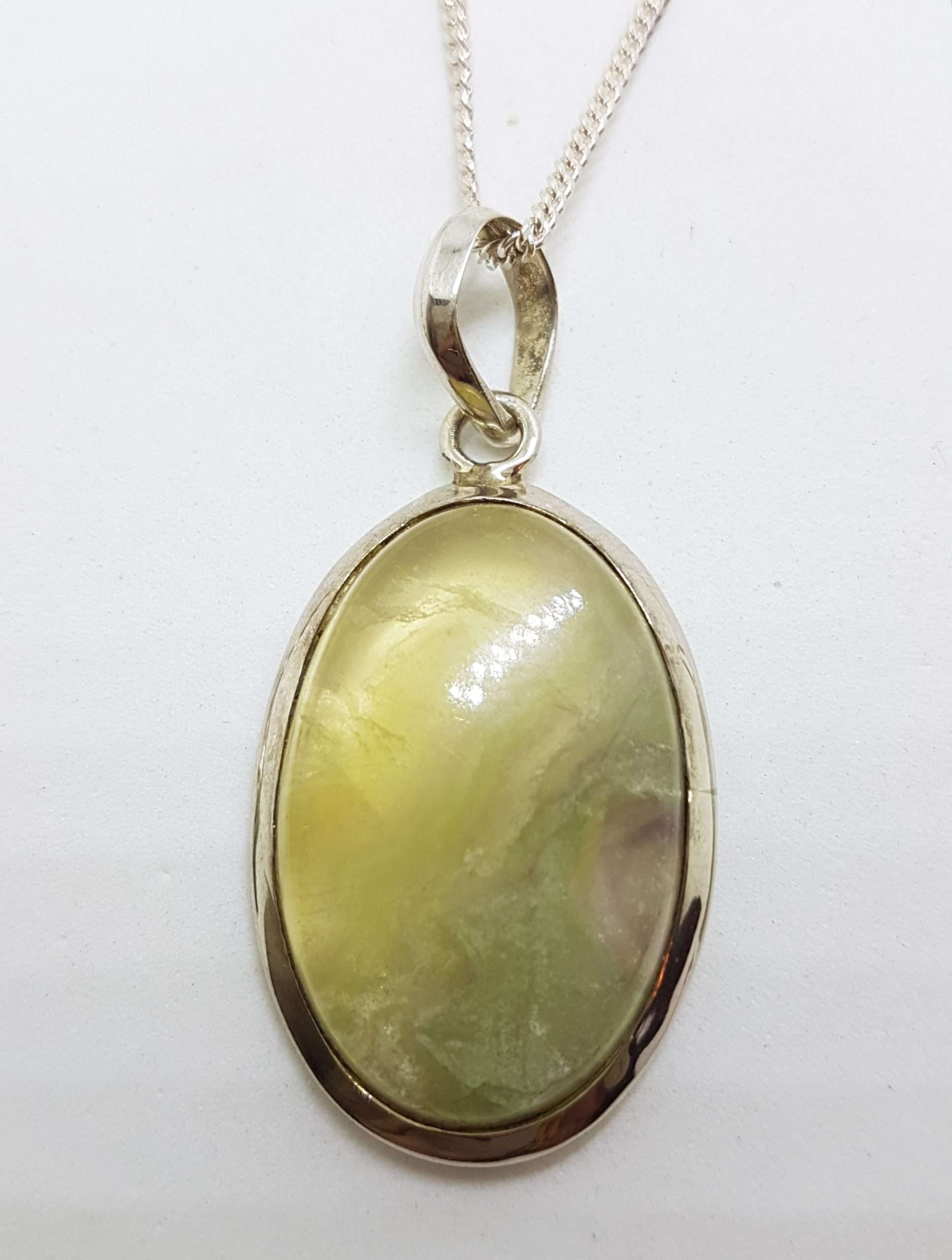 20200826_190808 Sterling Silver Large Oval Gemstone Pendant on Silver Chain