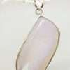 Sterling Silver Large Gemstone Pendant on Pearl Chain Necklace