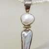 Sterling Silver Blister Pearl Pendant on Pearl Chain / Necklace