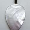 Sterling Silver Large Teardrop Pear Shape Mother of Pearl Pendant on Silver Chain