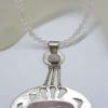 Sterling Silver Large Unusual Rose Quartz Pendant on Rose Quartz Bead Necklace / Chain